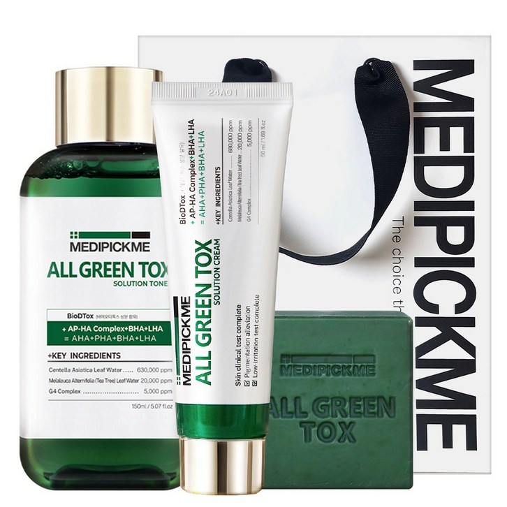 메디픽미 올그린톡스 블레미쉬 시카 흔적 3종세트 클렌징바토너크림 여드름피부 사용 적합 시카 티트리 BHA