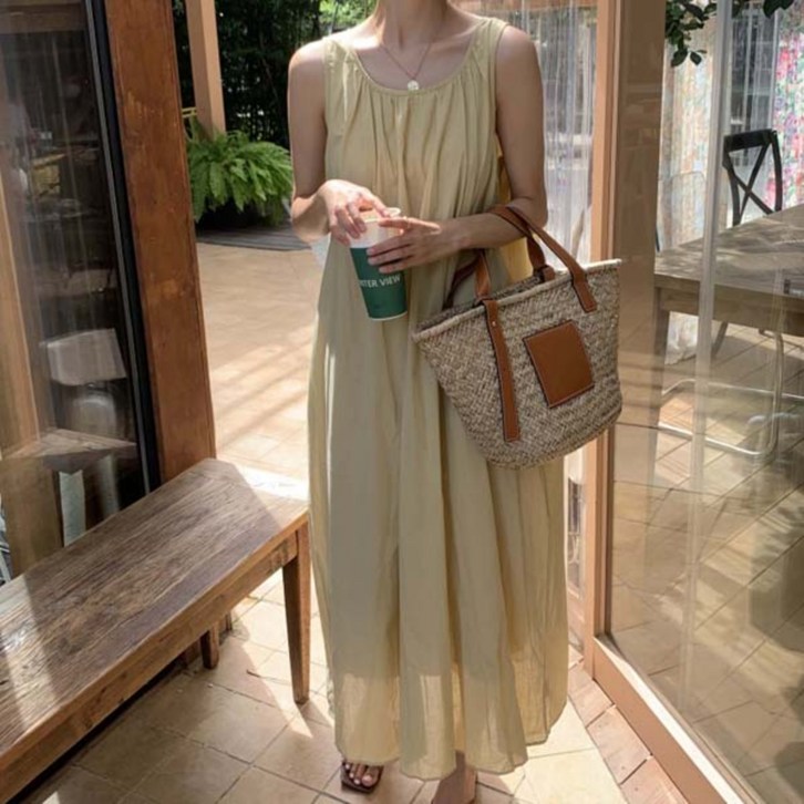 루어스룸 리조트 여름 민소매 맥시 휴양지 원피스