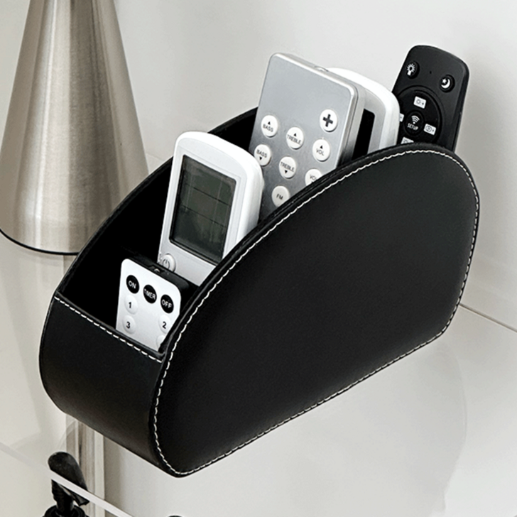 데미무드 어반 레더 5칸 다용도 리모컨 정리함, 블랙, 1개