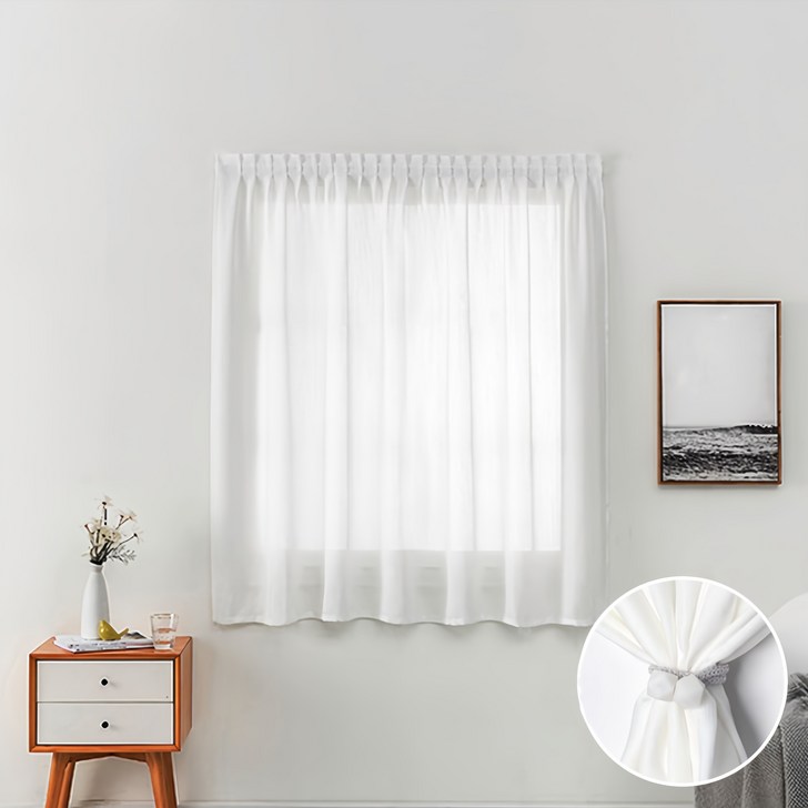 플레노 붙이는 창문형 벨크로 나비주름 커튼  커튼끈