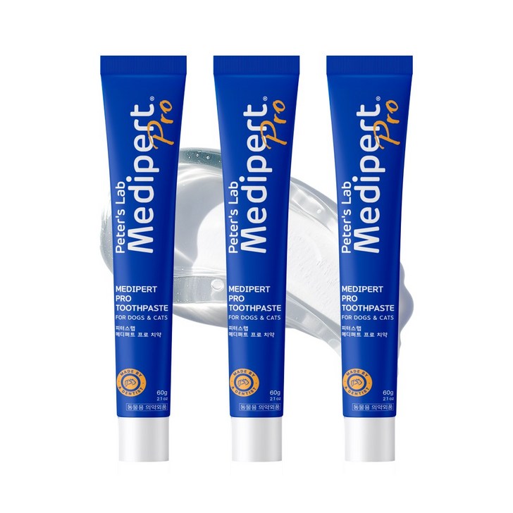 피터스랩 메디퍼트 프로 6중 효소 프로폴리스 강아지 고양이 치약, 3개, 60g