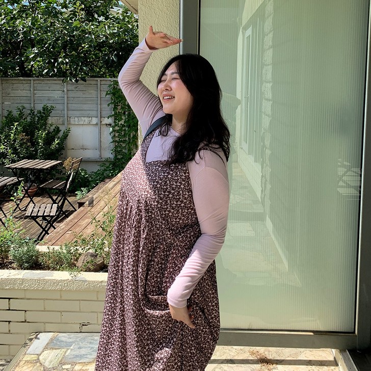 55120러블리 3size 플로라 잔꽃 끈 원피스 여성 빅사이즈 여자 플러스사이즈