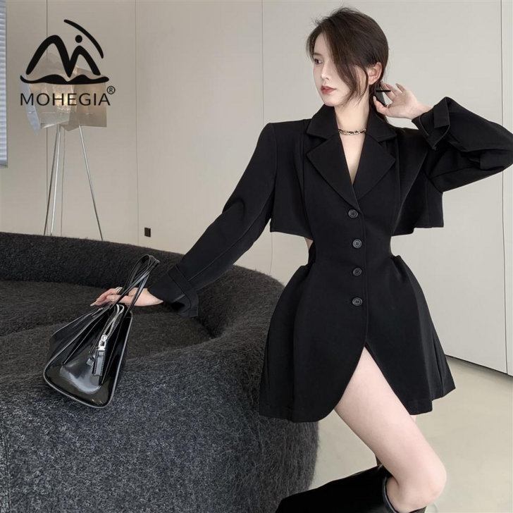 MOHEGIA 드레스 여성의 새로운 긴 소매 정장 드레스