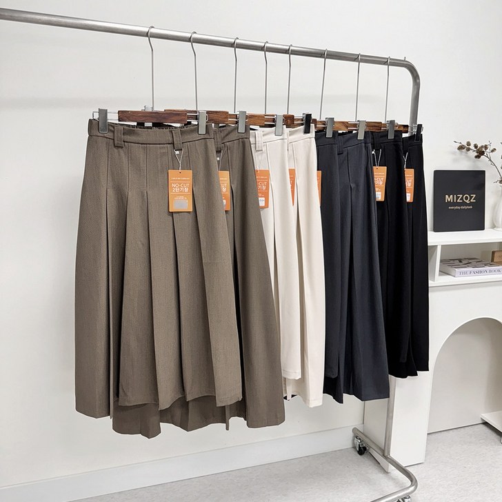 노컷2기장 S2XL 핀턱 플리츠 뒷밴딩 롱 스커트 주름치마