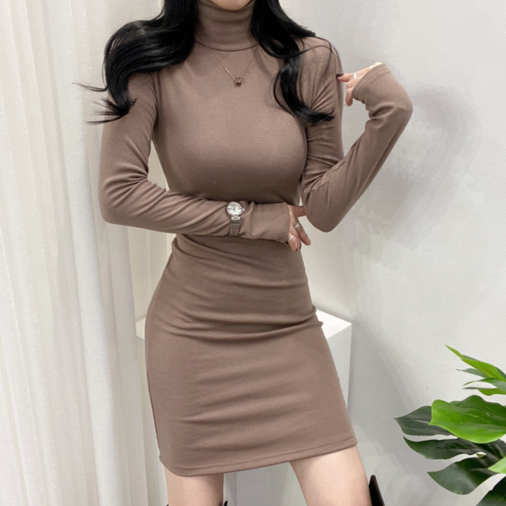 스트릿제이 기장선택 스판 무지 슬림 기모 폴라 원피스 스트릿제이 기장선택 스판 무지 슬림 기모 폴라 원피스