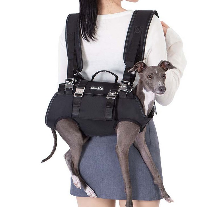 HANTAO 반려동물 프론트백 강아지 앞가방 포대기 이동가방 고양이 슬링백 산책 백팩 다기능 보조 가방, 1개, 블랙