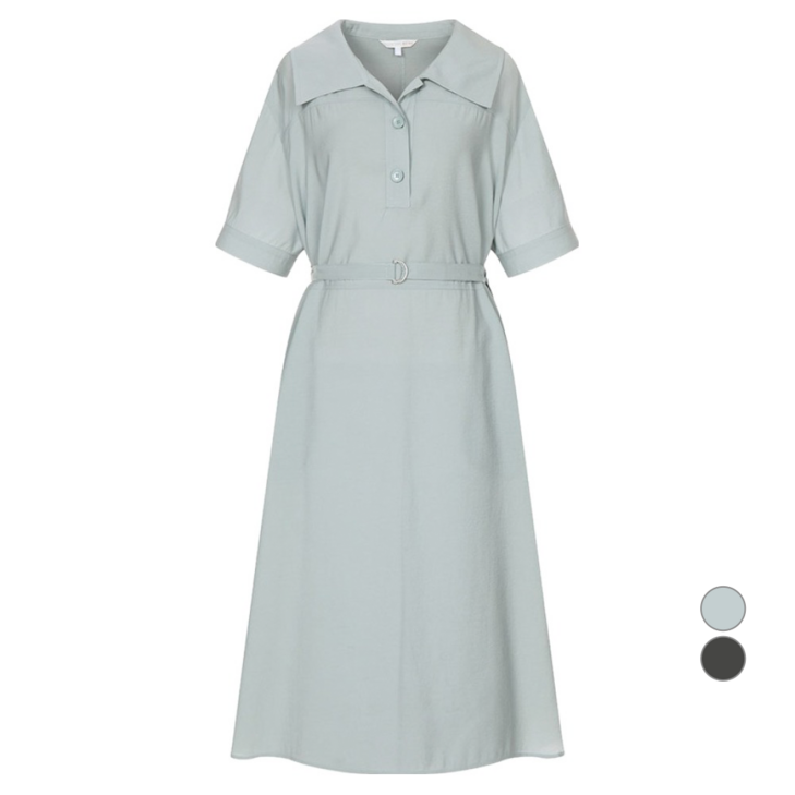 올리브데올리브 여성용 벨티드 버튼 롱 원피스