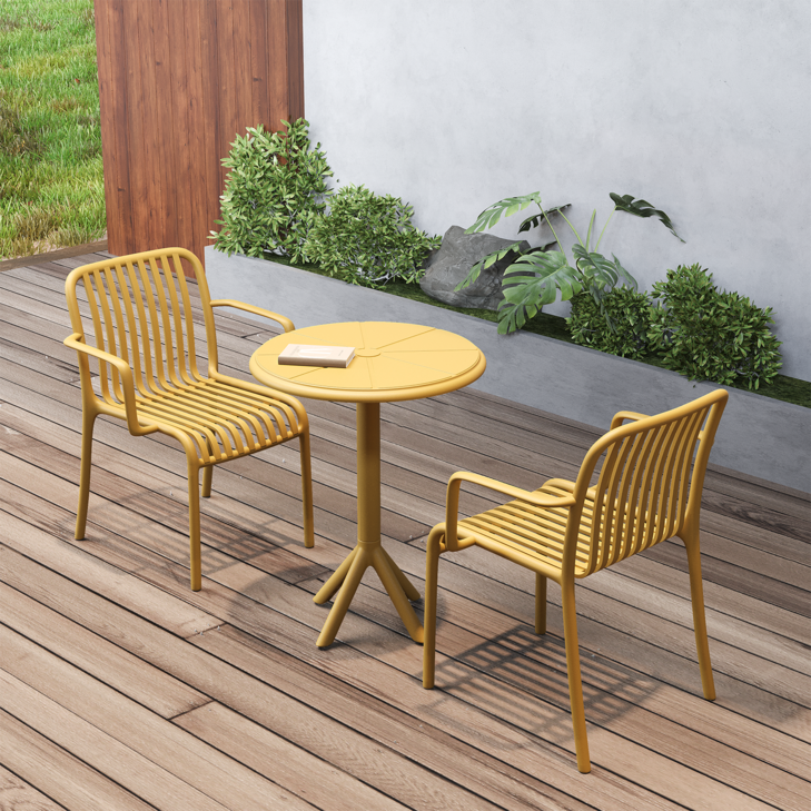 하비티 아웃도어 카페 테라스 야외 테이블 원형  의자 2p 세트