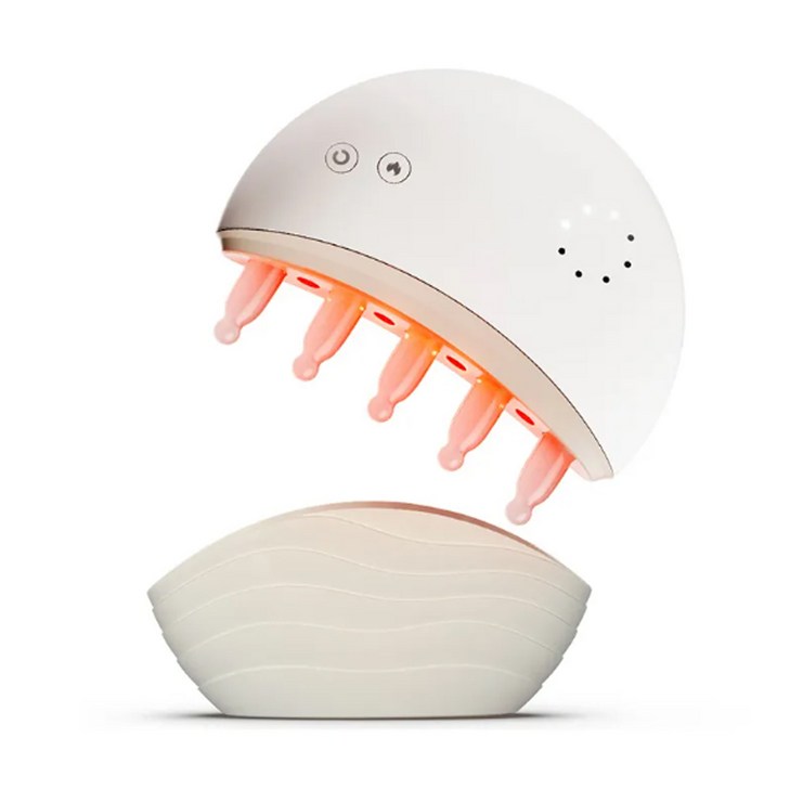 테크러브 괄사 마사지기 빗타입 천연옥 두피 승모근 원적외선 LED 온열, 1개