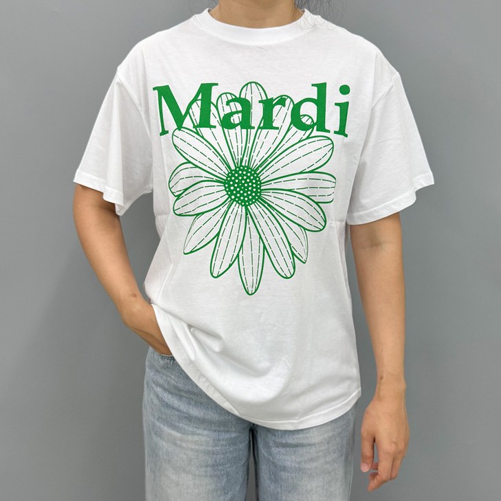 [정품] 마르디반팔티셔츠 플라워티셔츠 그린플라워 반팔티 mardi mercredi