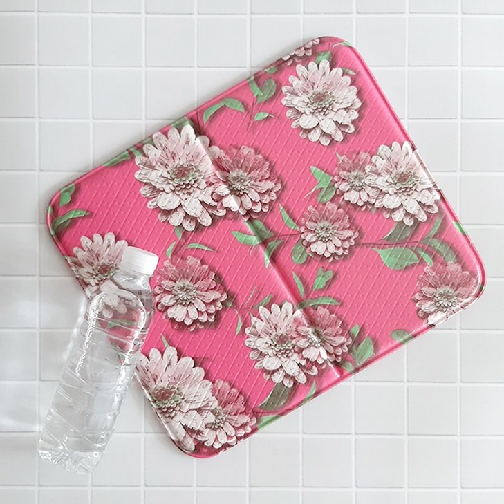 양면 3D 꽃방석 매트, 국산 접이식 캠핑 사우나 방석, 핑크