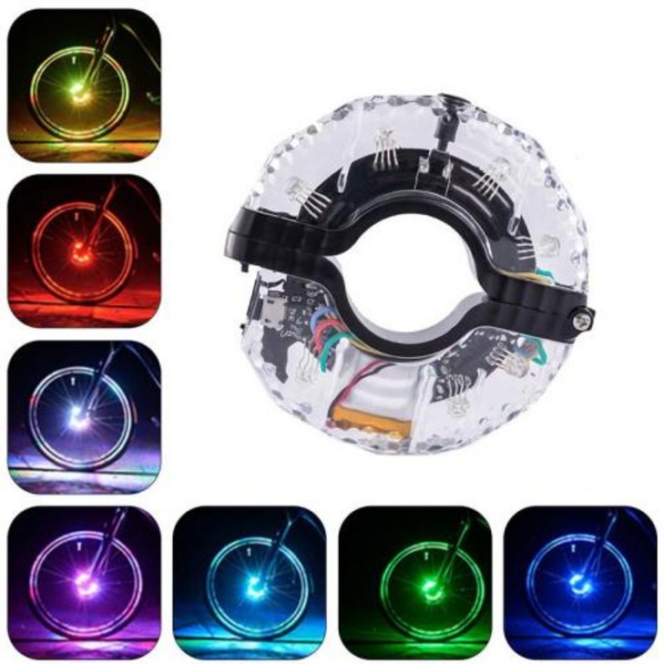전동 전기킥보드 대리기사 퀵보드 위패드 라이트 LED 충전식 자전거 휠 허브 조명 방수 USB RGB 다채로운 스포크 안전 경고 및 장식