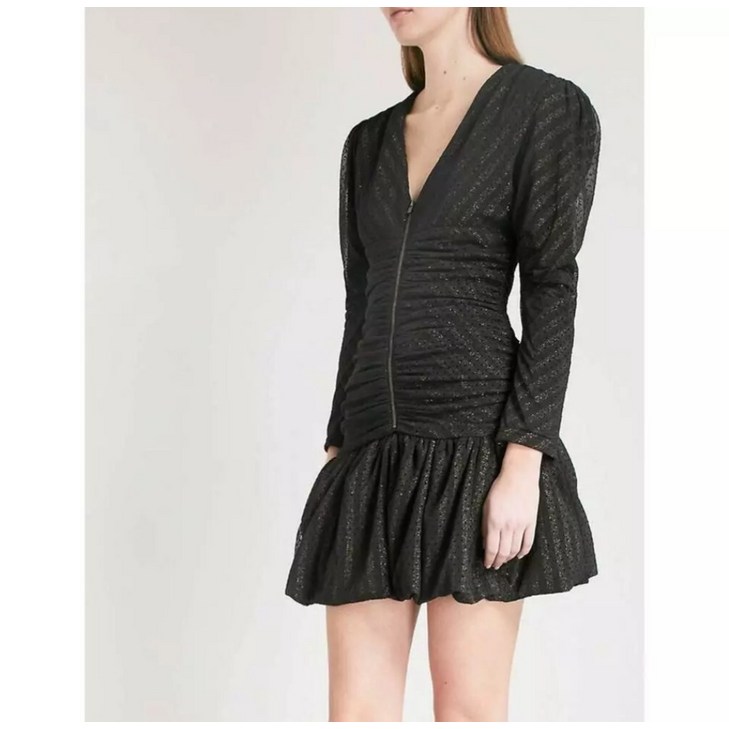 마쥬 MAJE RALONE 블랙 폴카 도트 메쉬 미니 드레스 사이즈 1 S 5519760