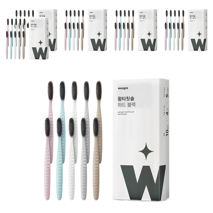 왕타 통칫솔 블랙, 10개입, 6개
