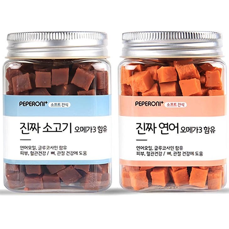 페페로니 오메가3 진짜 연어 + 진짜 소고기 강아지 간식
