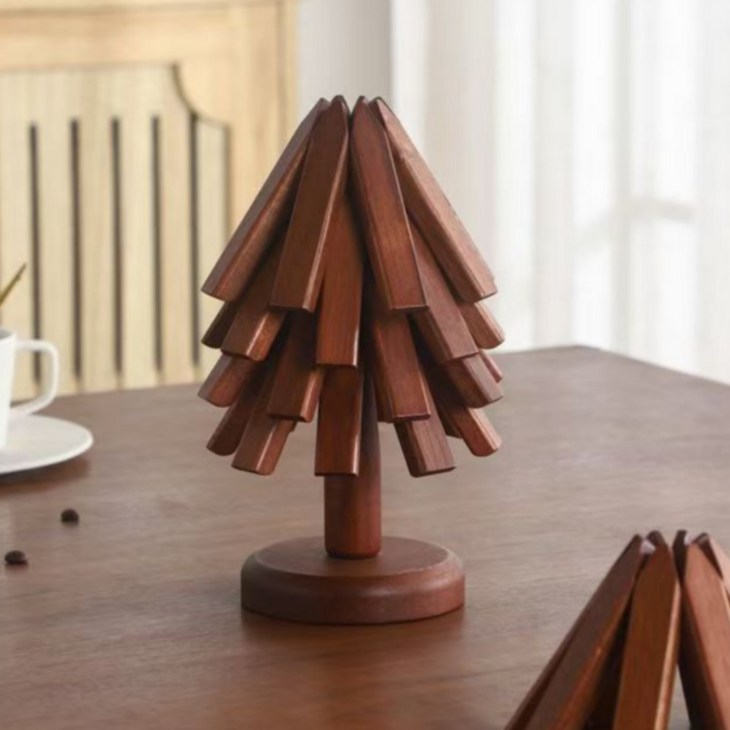 튼튼디포 우드 트리 냄비받침 집들이선물, 1개, 오크우드