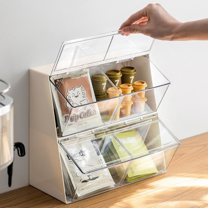 소소한나날 커버형 탕비실 커피 티백 보관함 멀티수납함
