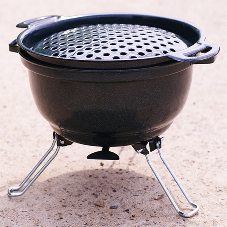 대한 원형 바베큐 그릴 캠핑화로대불판bbq직화