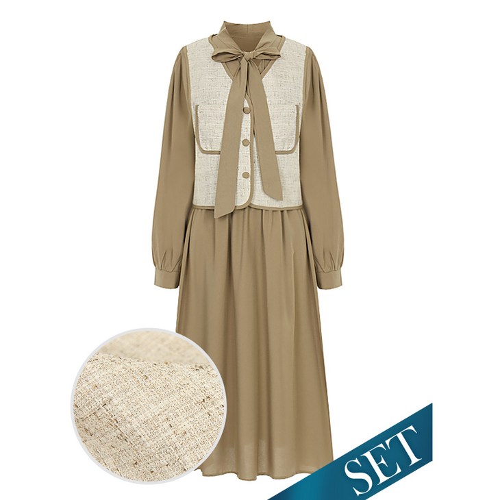 페이지플린 여성용 베스트리본원피스SET P4ASE011C