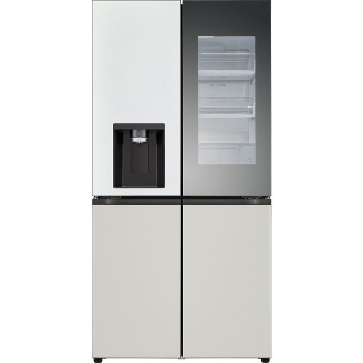 LG전자 오브제 디오스 4도어 양문형 얼음정수기 냉장고 메탈 노크온 방문설치
