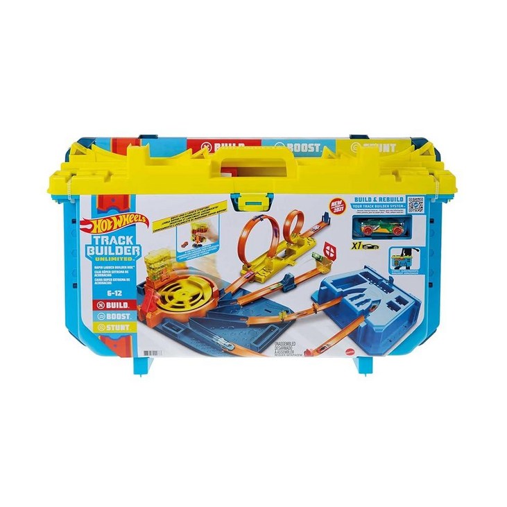 Hot Wheels Track Builder Unlimited Rapid Launch 박스 올인원 빌딩 스턴트 키트 트랙 피스 액세서리 보관 용기 만 6세 이 Hot Wheels Track Builder Unlimited Rapid Launch 박스 올인원 빌딩 스턴트 키트 트랙 피스 액세서리 보관 용기 만 6세 이