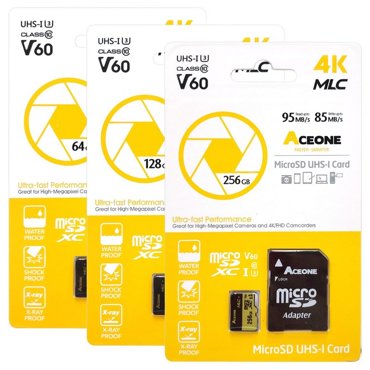 에이스원 PRO 마이크로 SD 메모리카드 MLC 액션캠 캠코더 4K, 128G