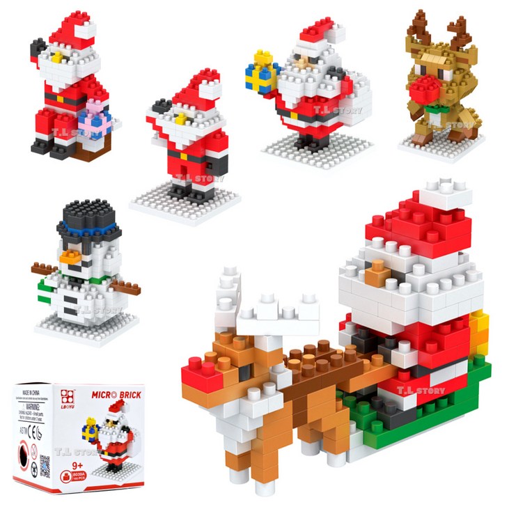 크리스마스 나노블럭 6종 산타 눈사람 루돌프 미니블록 6p,12p 세트 피규어 유아블럭 만들기놀이 어린이 선물 답례품 아이선물 장난감