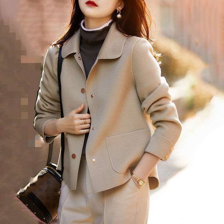 아이엠몽 여성 캐주얼 카라 모직 자켓 숏 코트 페단