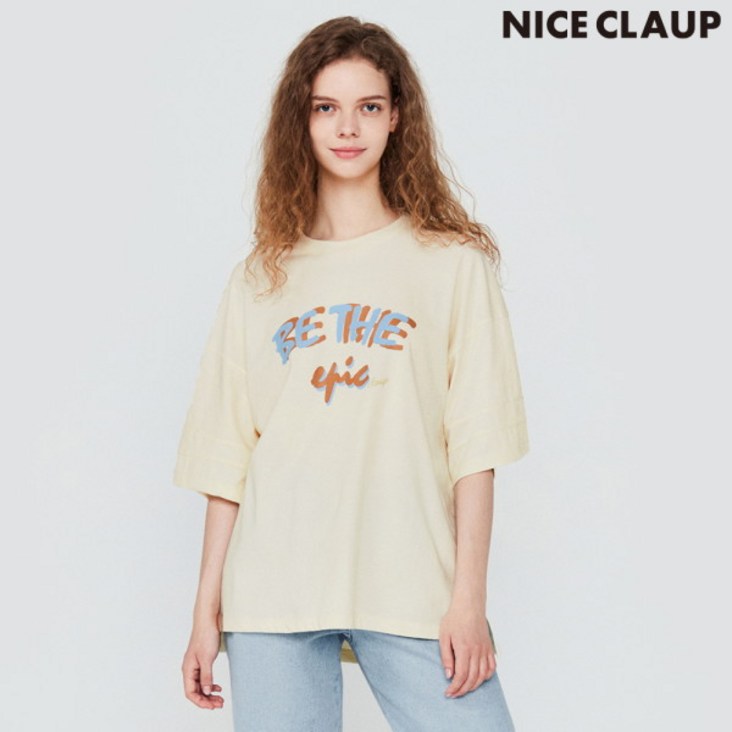 [나이스크랍] 나이스클랍 소매 절개 프린트 티셔츠 N213PWT703