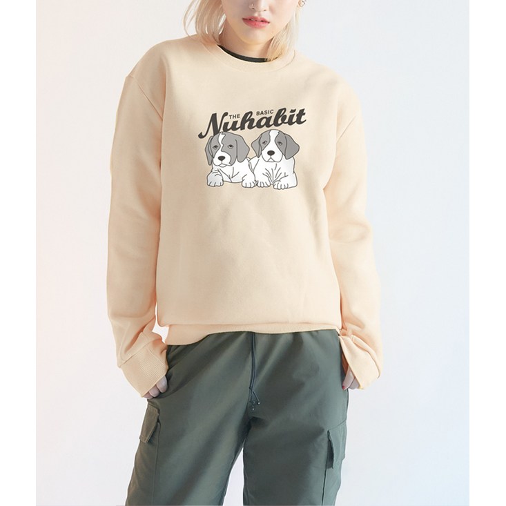 뉴해빗 THE BASIC DOG SSMNH1150 프리미엄 기모 맨투맨 티셔츠