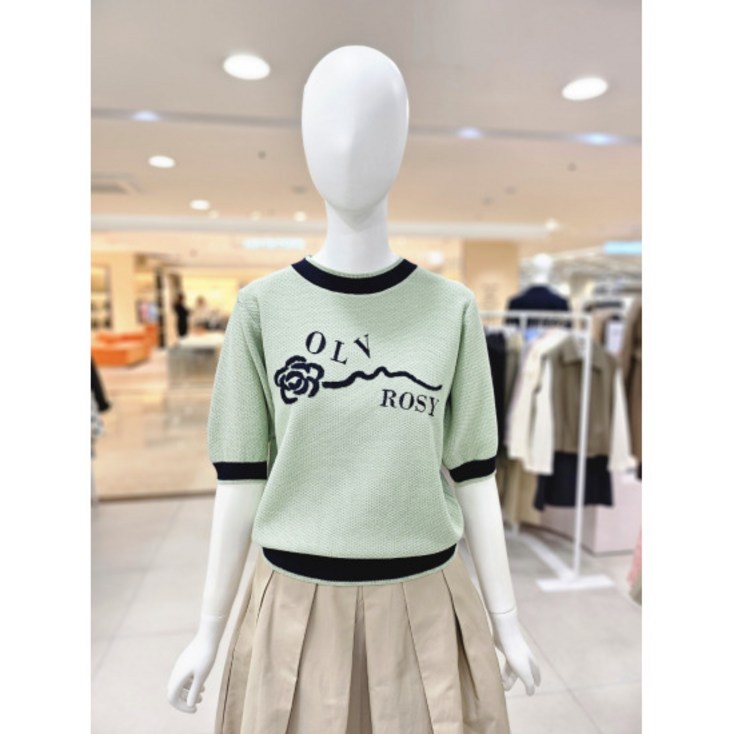 올리브데올리브 장미자수 라인배색 니트 YK5MP613 1415167