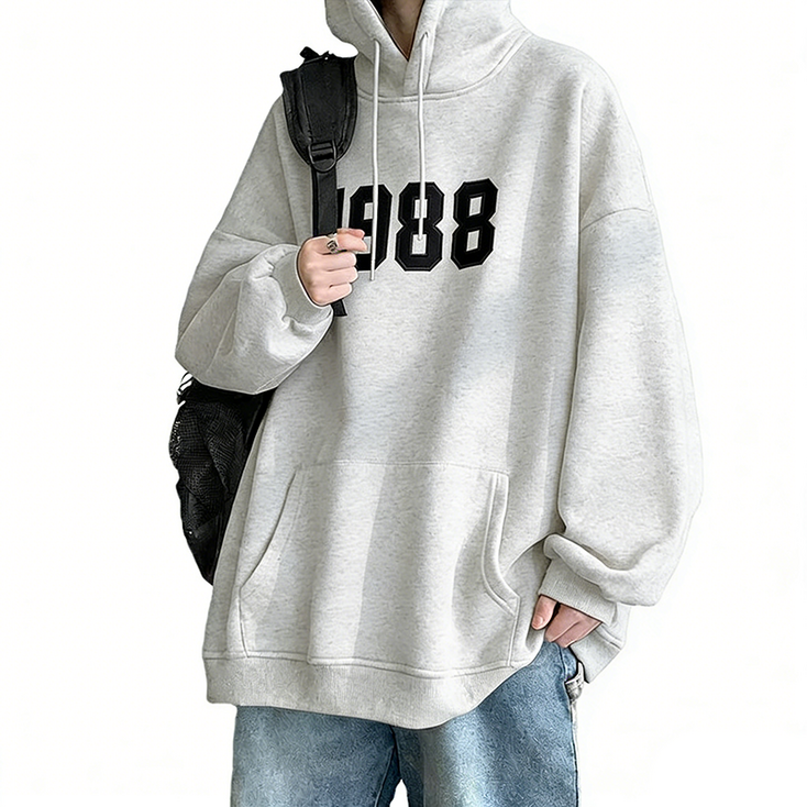 ANYOU 남성용 기모 오버핏 후드티 빈티지 데일리 맨투맨