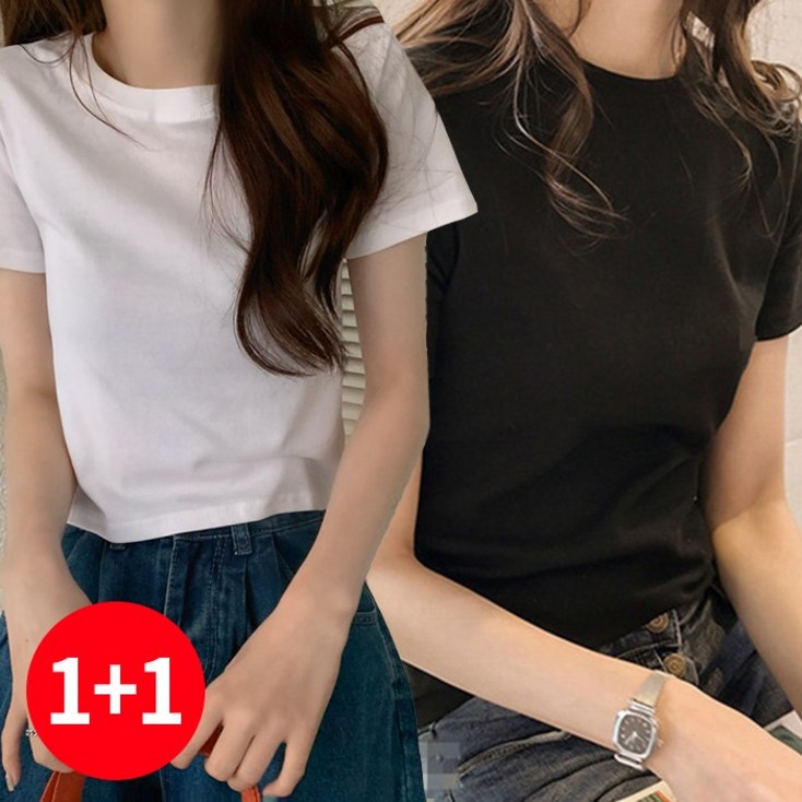 주디앤 여성 얼웨이즈 여름 라운드 베이직 슬림핏 반팔 티셔츠 2개 리빙공감 - 투데이밈