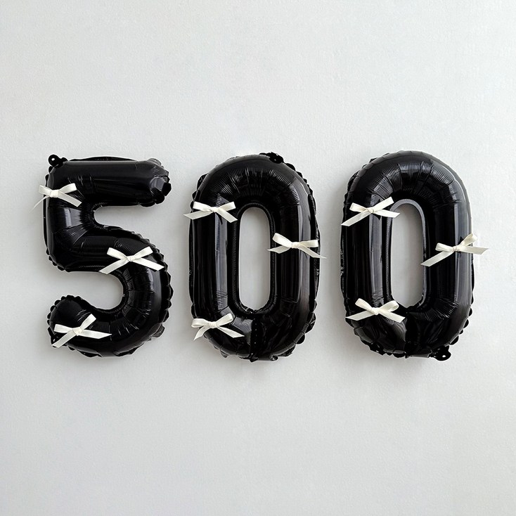 파티몬 블랙 숫자 풍선 발레코어 리본 셀프 백일 촬영 소품 용품