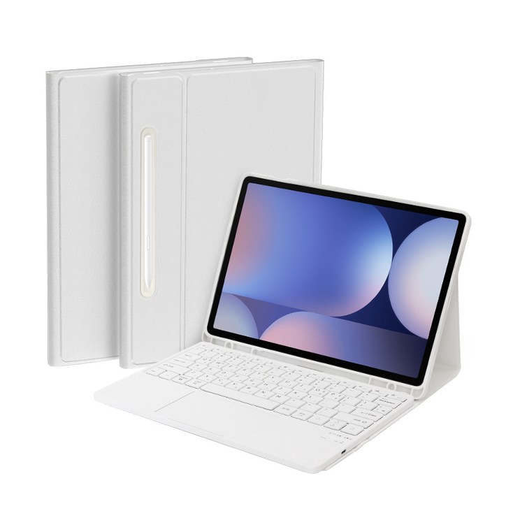 데이웍스 갤럭시탭 S10 플러스 블루투스 터치패드 키보드 북커버 케이스 S펜 수납, 터치패드 키보드 케이스화이트