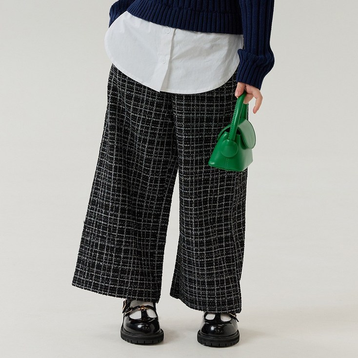 올리반세라트위드체크큐롯팬츠