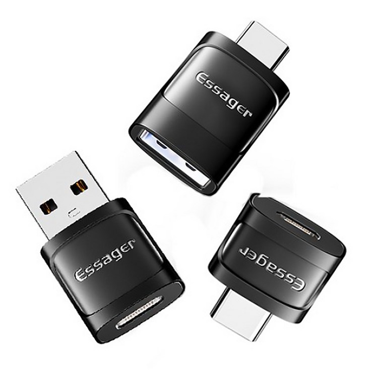 Essager USB3.0 5핀A타입 to C타입 변환 젠더 3개입 USBCCUSB MicroC, 3개, 은색, 11.5cm