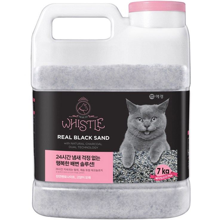 하리노모래 휘슬 애견 리얼블랙 고양이 모래 용기, 7kg, 1개