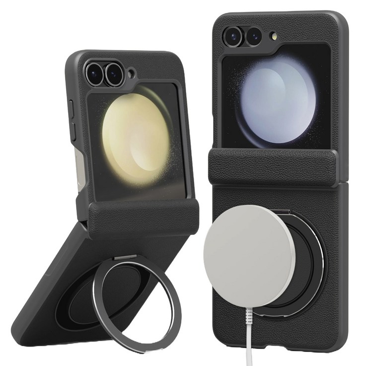 엑씨 거치형 맥세이프 클로저 자동 폴딩 힌지보호 PU 가죽 휴대폰 케이스