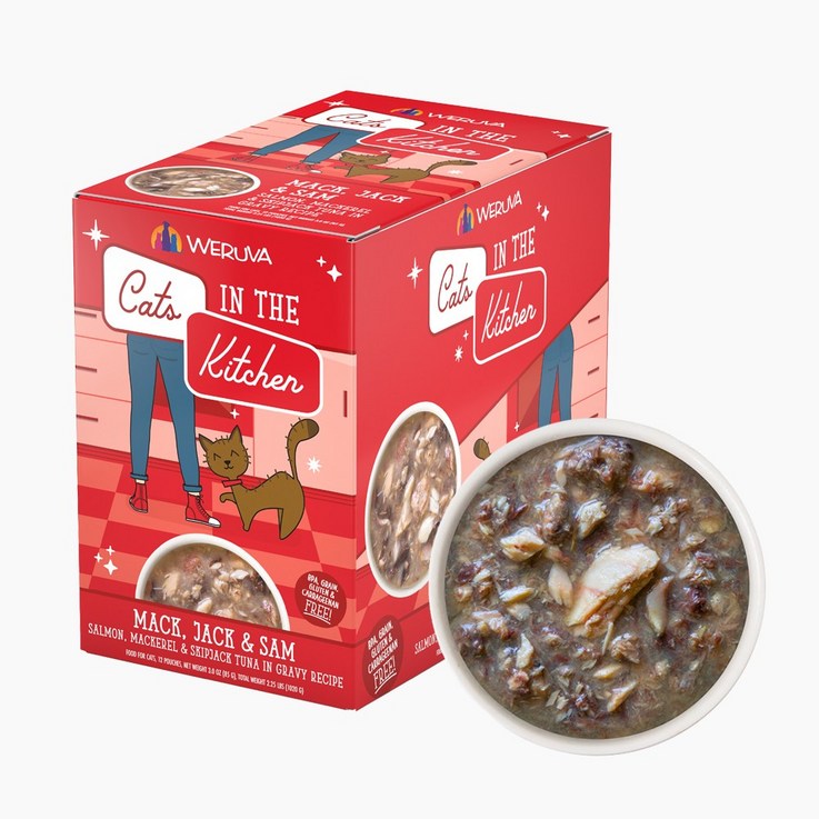 웨루바 고양이 캣츠인더키친 파우치 맥, 잭 앤 샘 12P 연어, 고등어, 참치, 혼합맛, 1020g, 1팩 웨루바 고양이 캣츠인더키친 파우치 맥, 잭 앤 샘 12P 연어, 고등어, 참치, 혼합맛, 1020g, 1팩