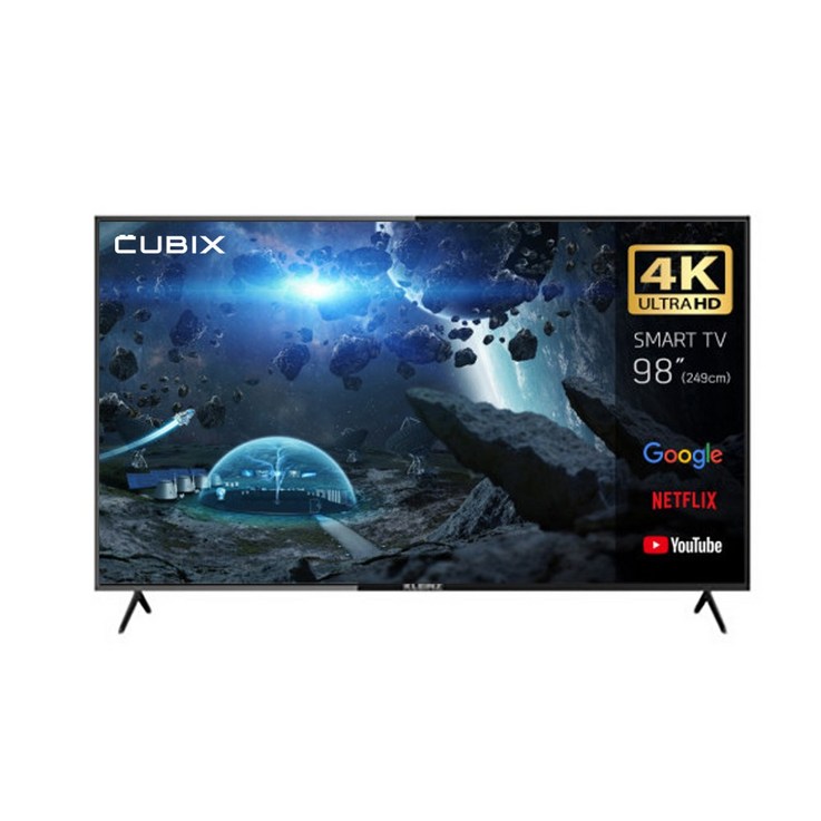 큐빅스 4K UHD LED 스마트 TV, 249cm98인치 대형티비 구글 안드로이드 11 넷플릭스 유튜브 WIFI 스탠드 벽걸이 기사방문설치, K9801TUS, 방문설치, 스탠드형, 249cm98인치