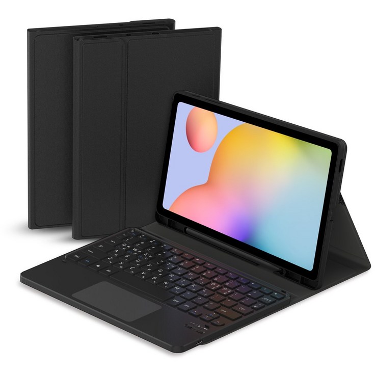 데이웍스 갤럭시탭 S6 Lite 블루투스 터치패드 키보드 케이스 DNTKAS10T 교육청 디벗 학교 태블릿 케이스, DNTKAS10T, 블랙