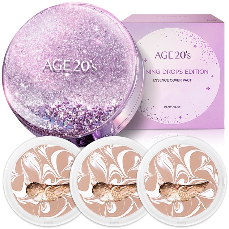 에이지투웨니스 샤이닝 드롭 에디션 뉴오리지널 에센스 커버 팩트 케이스 리필 12.5g x 3p