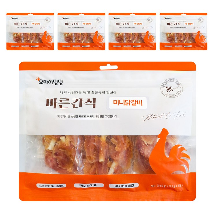 오마이댕댕 강아지간식 실용량 300g, 5개, 미니닭갈비 345g