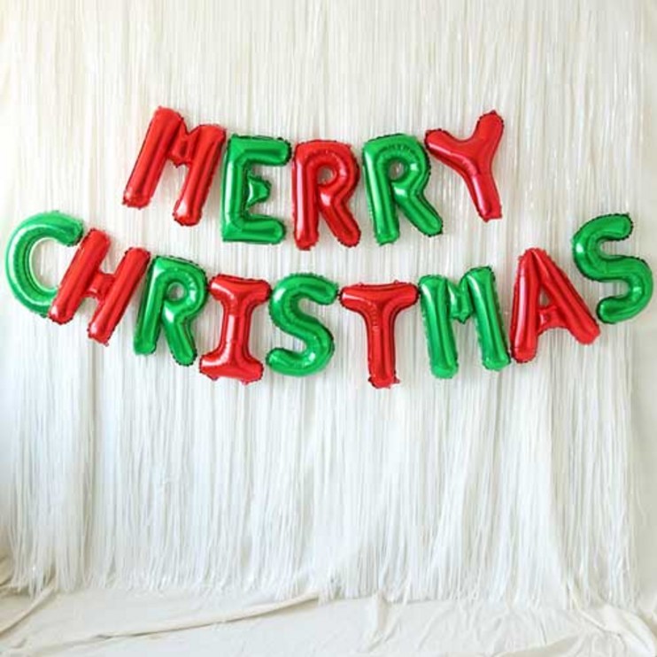 MERRY CHRISTMAS 은박풍선 커튼 세트 MERRY CHRISTMAS 은박풍선 커튼 세트