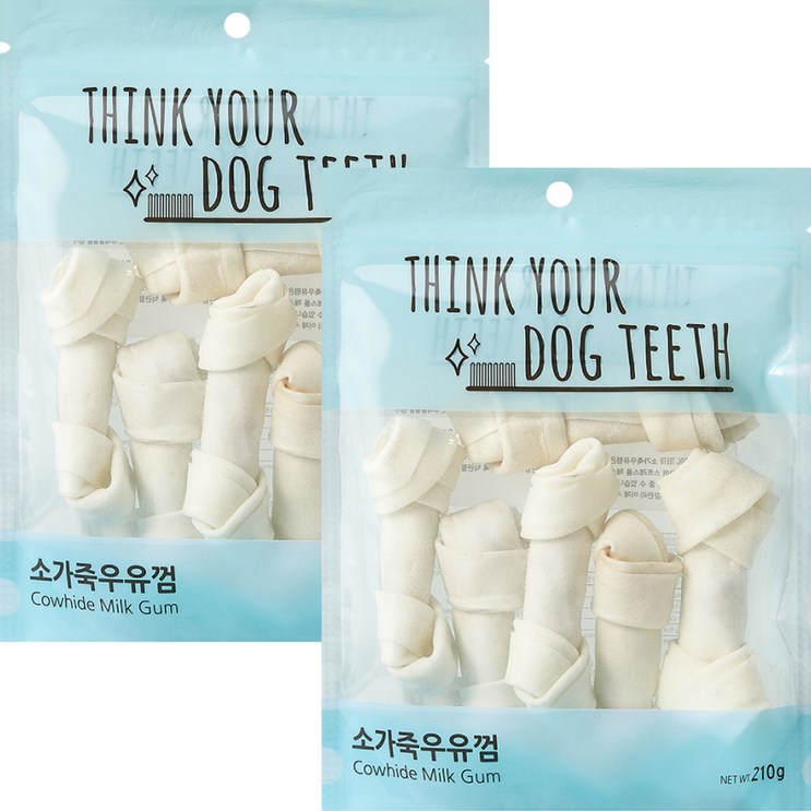 강아지 Think your dog teeth 소가죽우유껌 중형 210g 6p - 쌍투몰