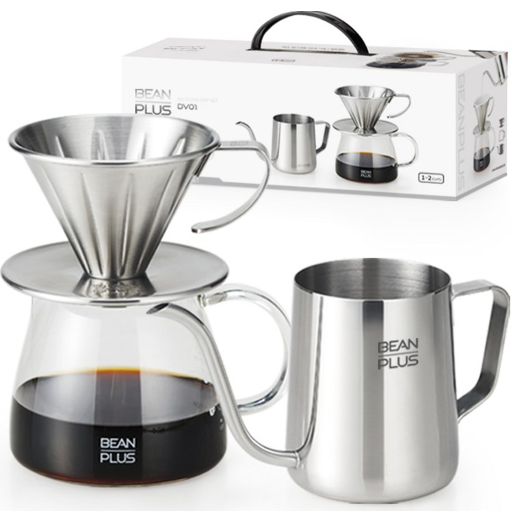빈플러스 올인원 핸드드립세트 DV01, 혼합색상, 1세트, 드립포트350ml드립서버400ml