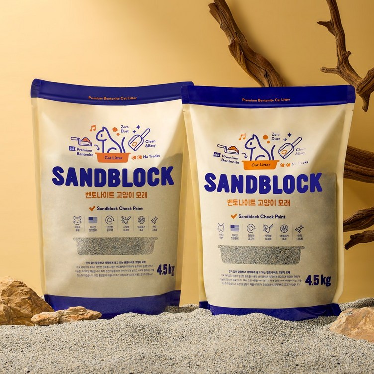 샌드블럭 먼지 없는 프리미엄 벤토나이트 고양이모래, 4.5kg X 6개 총 27kg