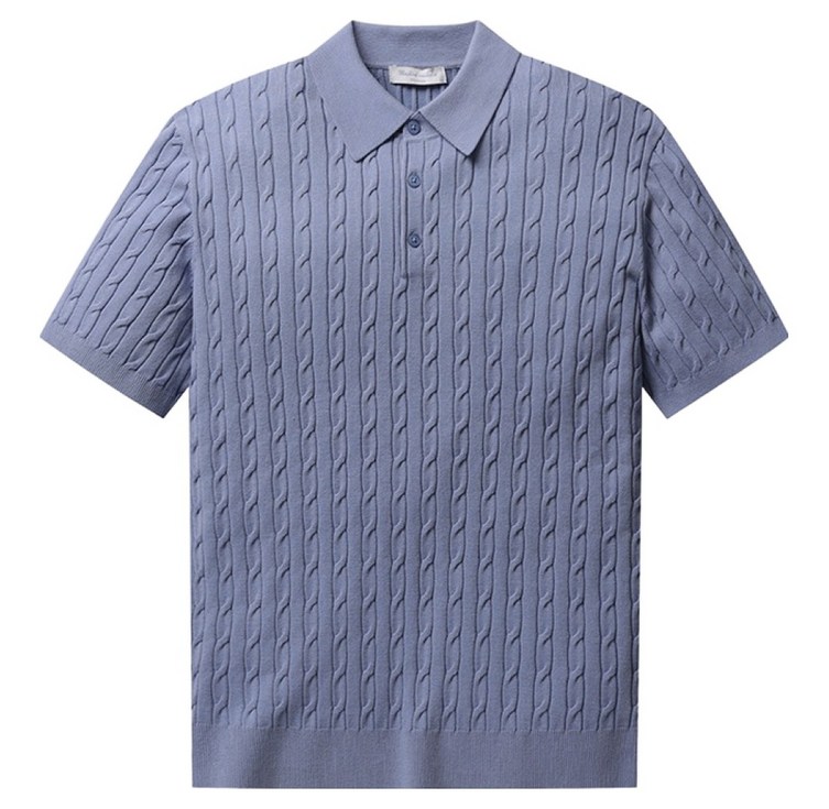 폴햄 남성용 카라넥 케이블 반팔 니트