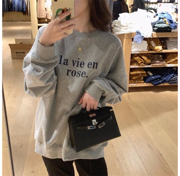 아이엠몽 여성용 조엘르 레터링 얇은 오버핏 맨투맨